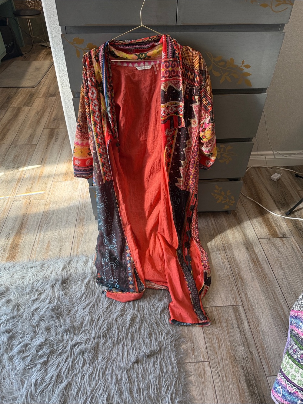 Soft Surroundings Orange Multi Printed Long Tunic - Picture 3 of 11